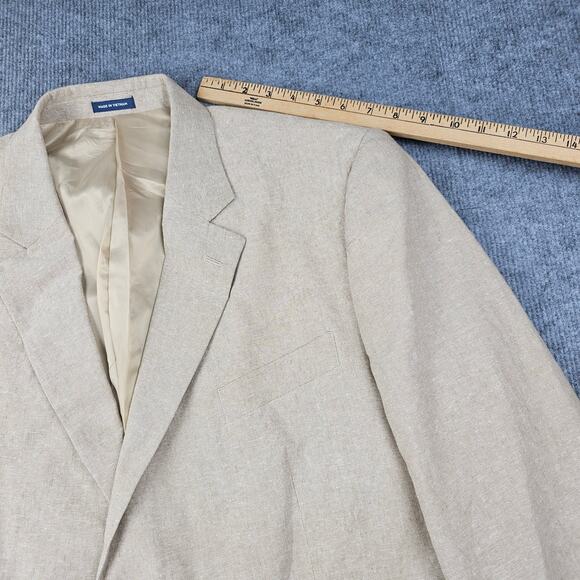 Stafford Sport Coat Mens 50 Regular Sand Linen Classic Fit Wedding Coastal Beach - Picture 4 of 13